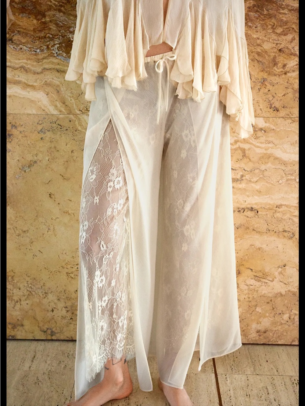 Zara combination georgette lace pants 4786/142/712